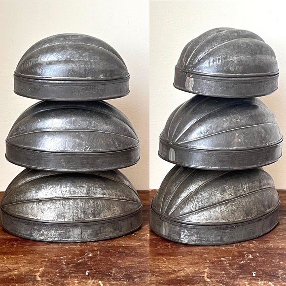 Antique Pudding Molds Nesting Melon Acorn Vintage Jello Cake Pan Kitchen Decor - Picture 3 of 6